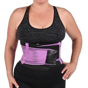 Purple Waist Trainer Lumber Support Belt with Measuring Tape - Small